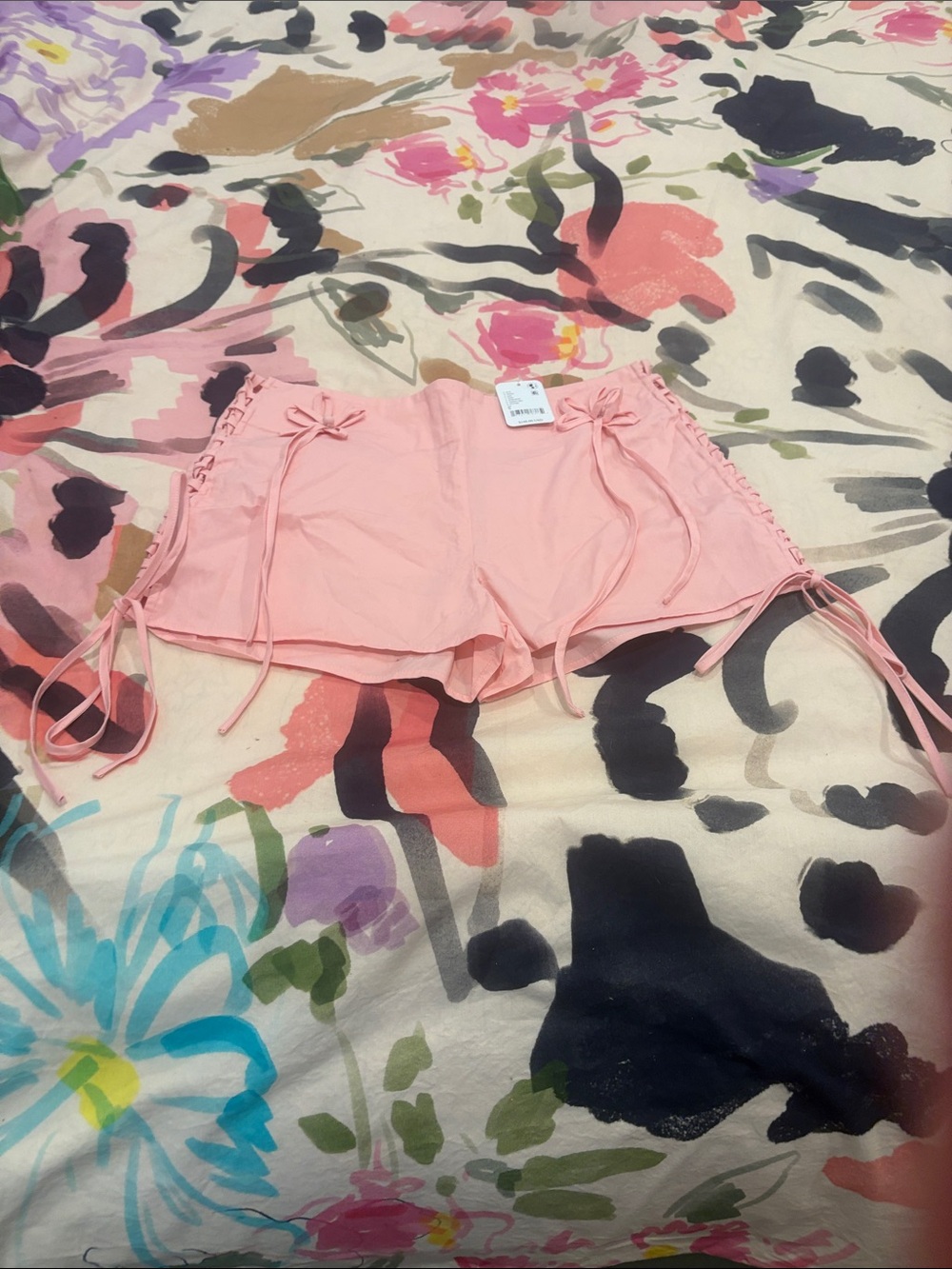 NWT Free People Pink Lace Up Bow Shorts Size Small $148